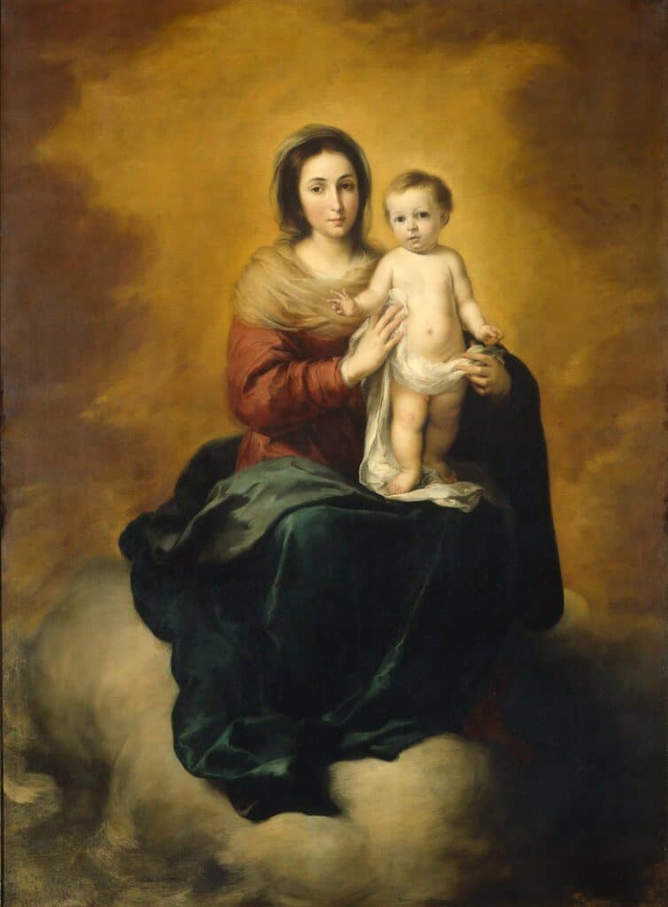 Painting of the Divine Mother as the Virgin Mary, holding the Christ Child